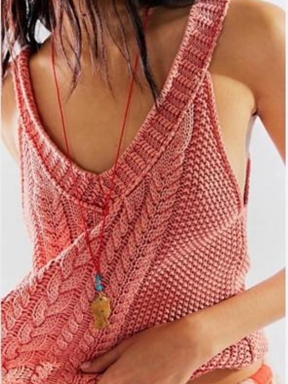 We The Free Coral Cable-Knit Tank Top